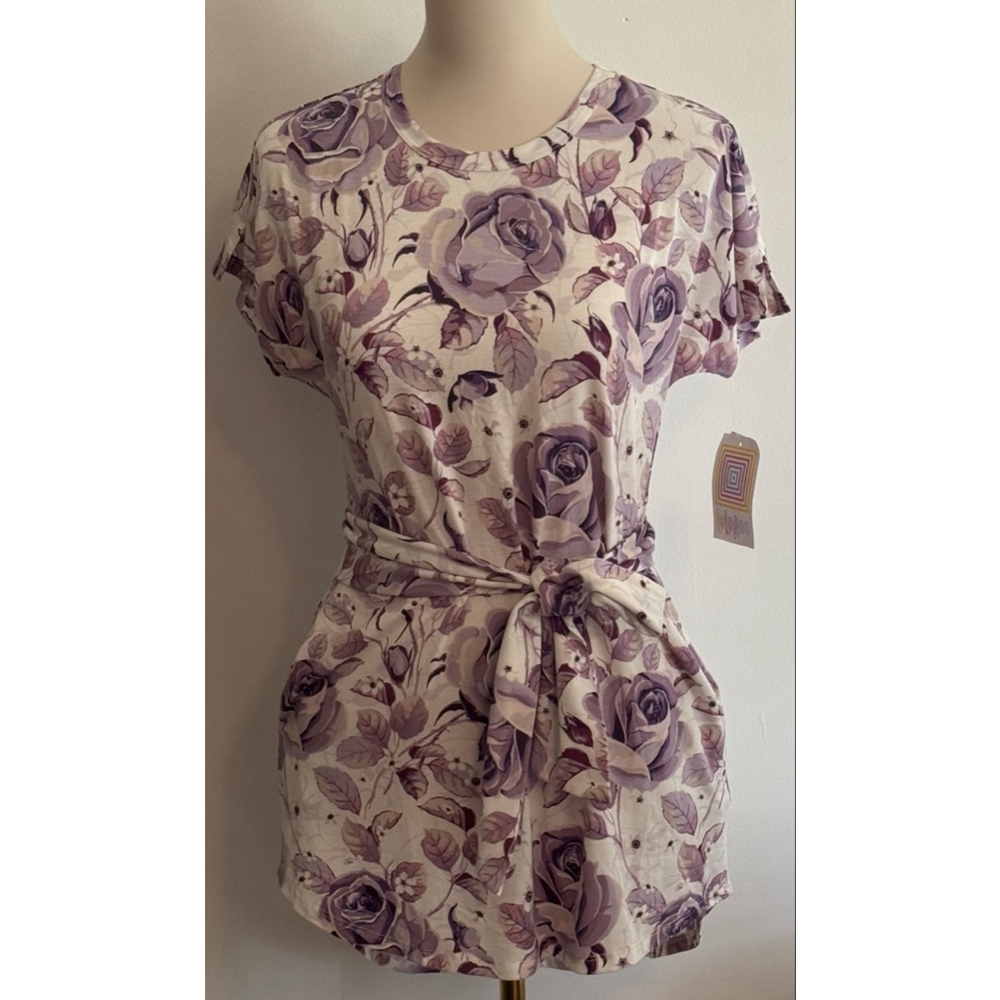 Women's LuLaRoe Mitzi Floral Top XS White Purple